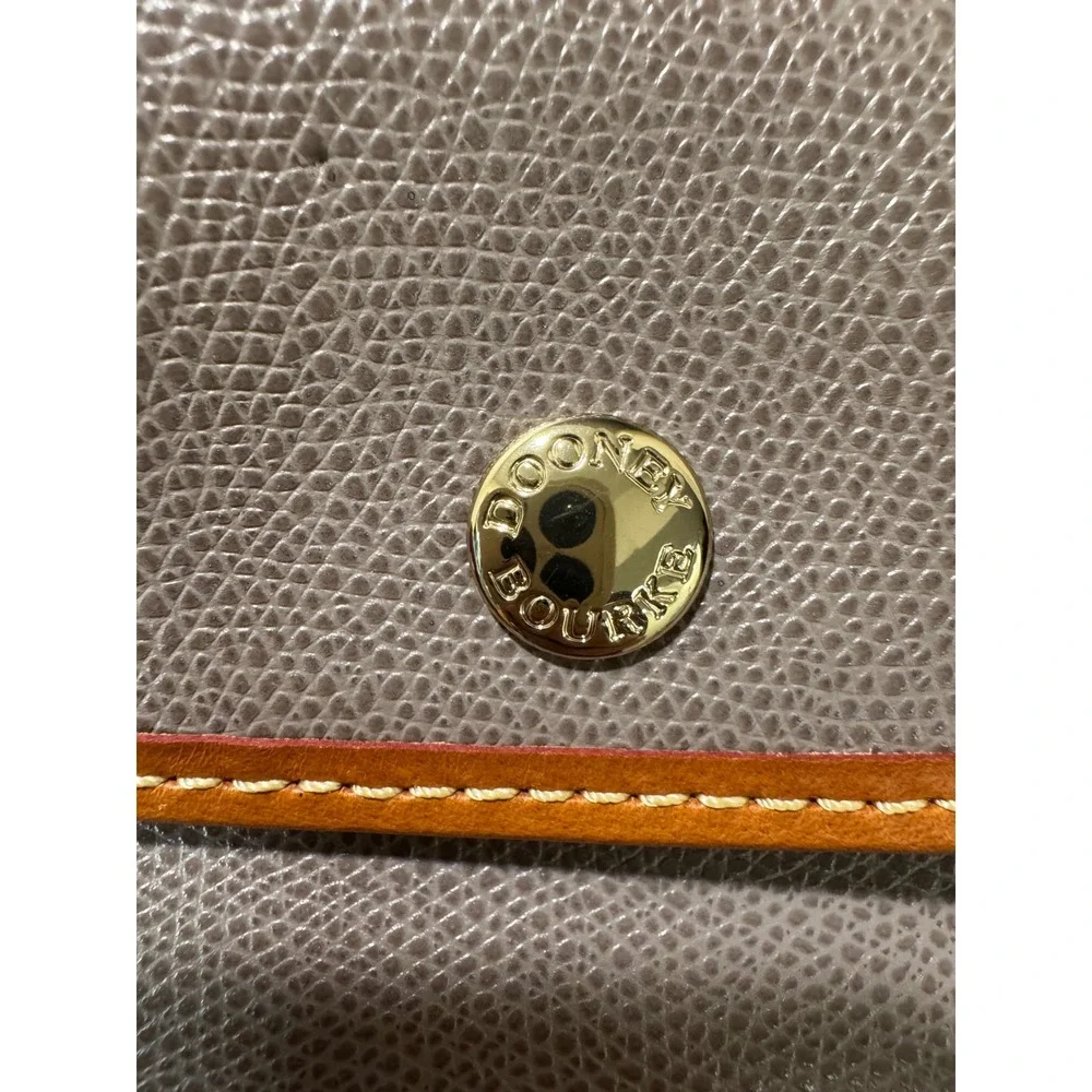 Dooney & Bourke Grey Pebble Grain Leather Trim Wristlet Pouch Bag